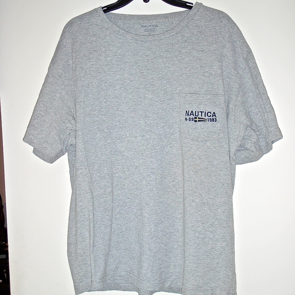NAUTICA MEN'S GREY 100% COTTON SHORT SLEEVED T SHIRT SIZE L